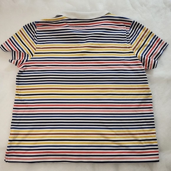 Lands' End Women's Pima‎ Cotton Polo Stripe L 14/16 Multicolor - Picture 4 of 5